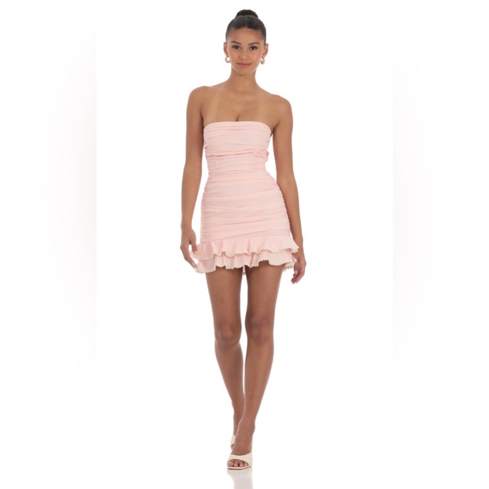 Lucy in the Sky Strapless Ruched Mini Bodycon Dress